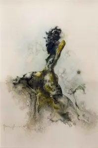 TALAT AYHAN tarafından 39x25 cm ölçülerinde Tuval üzeri karışık teknik tekniği ile yapılmıştır.