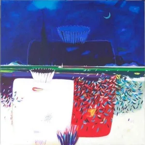 TAMER BİLGİÇ tarafından 2010 yılında 100x100 cm ölçülerinde Tuval üzeri akrilik boya tekniği ile yapılmıştır.