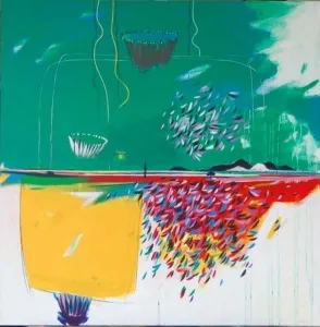 TAMER BİLGİÇ tarafından 2010 yılında 100x100 cm ölçülerinde Tuval üzeri akrilik boya tekniği ile yapılmıştır.