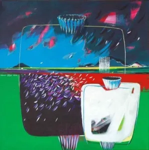 TAMER BİLGİÇ tarafından 2010 yılında 70x70 cm ölçülerinde Tuval üzeri akrilik boya tekniği ile yapılmıştır.