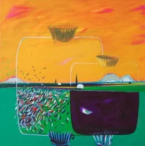 TAMER BİLGİÇ tarafından 2010 yılında 70x70 cm ölçülerinde Tuval üzeri akrilik boya tekniği ile yapılmıştır.