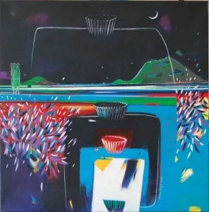 TAMER BİLGİÇ tarafından 2010 yılında 70x70 cm ölçülerinde Tuval üzeri akrilik boya tekniği ile yapılmıştır.