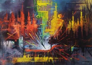 TAYYAR ÖZKAN tarafından 2025 yılında 50x70 cm ölçülerinde Tuval üzeri akrilik boya tekniği ile yapılmıştır.