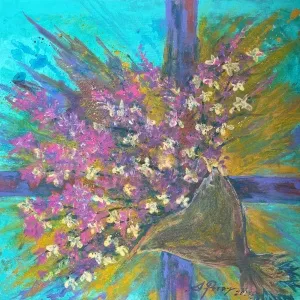 AYŞEGÜL POROY tarafından 2021 yılında 60x60 cm ölçülerinde Tuval üzeri akrilik boya tekniği ile yapılmıştır.