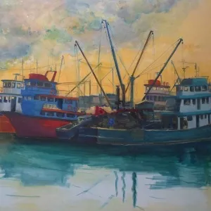 VASIF PEHLİVANOĞLU tarafından 2014 yılında 114x140 cm ölçülerinde Tuval üzeri yağlı boya tekniği ile yapılmıştır.