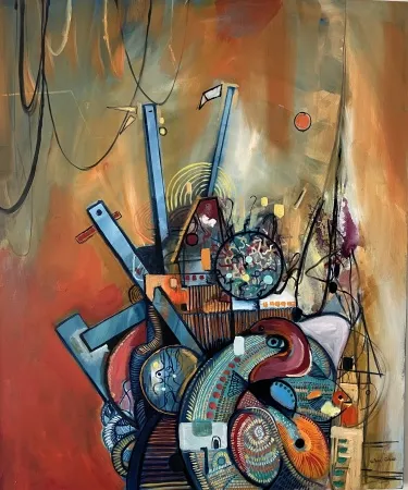 VOLKAN ÇOBAN tarafından 2025 yılında 120x100 cm ölçülerinde Tuval üzeri yağlı boya tekniği ile yapılmıştır.