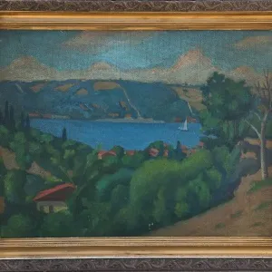 SAİP TUNA tarafından 46x61 cm ölçülerinde Duralit üzeri yağlı boya tekniği ile yapılmıştır.