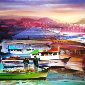 TURGUT AKARSU tarafından 2024 yılında 90x60 cm ölçülerinde Tuval üzeri akrilik boya tekniği ile yapılmıştır.