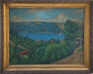 SAİP TUNA tarafından 46x61 cm ölçülerinde Duralit üzeri yağlı boya tekniği ile yapılmıştır.