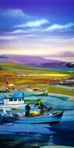 TURGUT AKARSU tarafından 2023 yılında 130x65 cm ölçülerinde Tuval üzeri akrilik boya tekniği ile yapılmıştır.