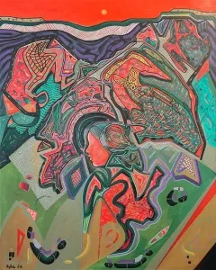 NECMETTİN ÖZLÜ tarafından 2024 yılında 100x80 cm ölçülerinde Tuval üzeri akrilik boya tekniği ile yapılmıştır.