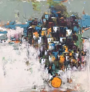 NACİYE BOZDOĞAN AKBAŞ tarafından 2023 yılında 100x100 cm ölçülerinde Tuval üzeri akrilik boya tekniği ile yapılmıştır.