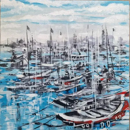 AYHAN ÇETİN tarafından 2025 yılında 25x25 cm ölçülerinde Tuval üzeri akrilik boya tekniği ile yapılmıştır.