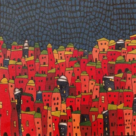 BİNNUR YÜCEBAŞ RUOCCO tarafından 2025 yılında 25x25 cm ölçülerinde Tuval üzeri yağlı boya tekniği ile yapılmıştır.