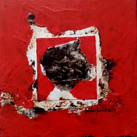 EMİNE BIYIKLI tarafından 2025 yılında 25x25 cm ölçülerinde Tuval üzeri karışık teknik tekniği ile yapılmıştır.