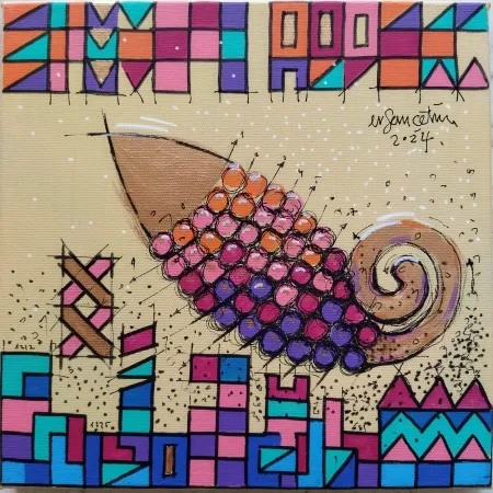 ERSAN ÇETİN tarafından 2025 yılında 25x25 cm ölçülerinde Tuval üzeri akrilik boya tekniği ile yapılmıştır.