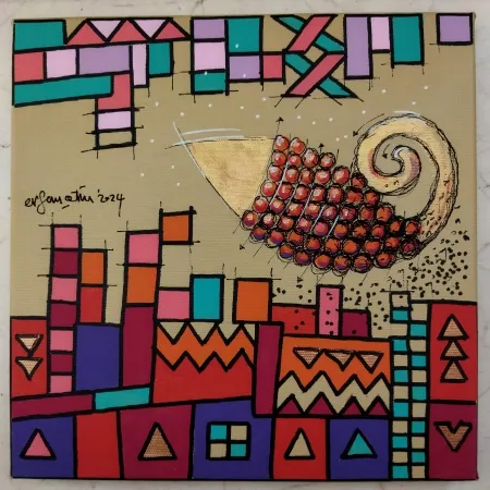 ERSAN ÇETİN tarafından 2025 yılında 25x25 cm ölçülerinde Tuval üzeri akrilik boya tekniği ile yapılmıştır.