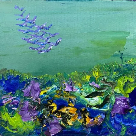 FATMA ÇEVİK tarafından 2025 yılında 25x25 cm ölçülerinde Tuval üzeri yağlı boya tekniği ile yapılmıştır.