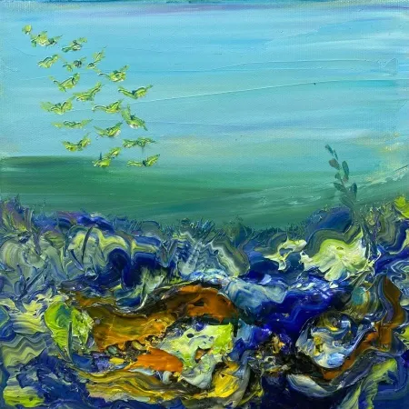 FATMA ÇEVİK tarafından 2025 yılında 25x25 cm ölçülerinde Tuval üzeri yağlı boya tekniği ile yapılmıştır.