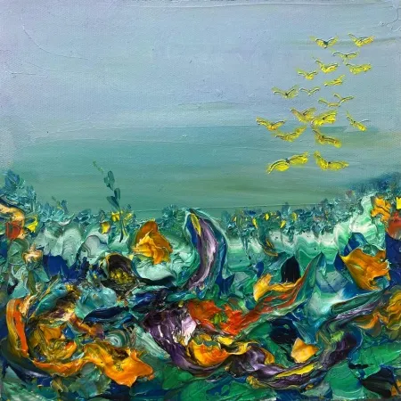 FATMA ÇEVİK tarafından 2025 yılında 25x25 cm ölçülerinde Tuval üzeri yağlı boya tekniği ile yapılmıştır.