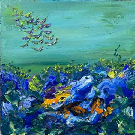 FATMA ÇEVİK tarafından 2025 yılında 25x25 cm ölçülerinde Tuval üzeri yağlı boya tekniği ile yapılmıştır.