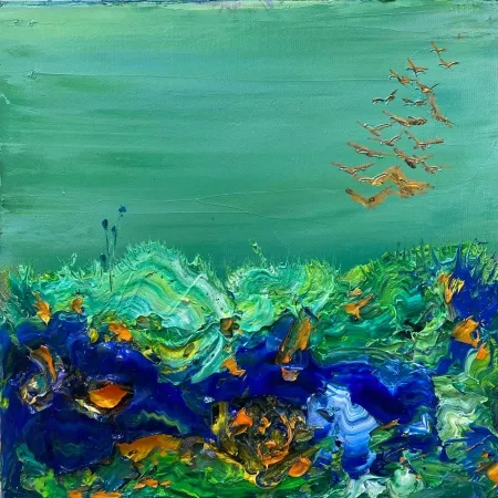 FATMA ÇEVİK tarafından 2025 yılında 25x25 cm ölçülerinde Tuval üzeri yağlı boya tekniği ile yapılmıştır.