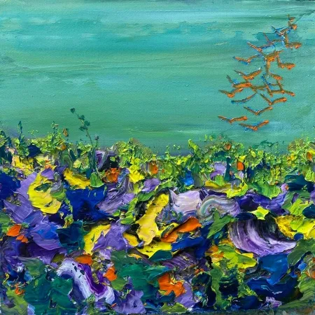 FATMA ÇEVİK tarafından 2025 yılında 25x25 cm ölçülerinde Tuval üzeri yağlı boya tekniği ile yapılmıştır.