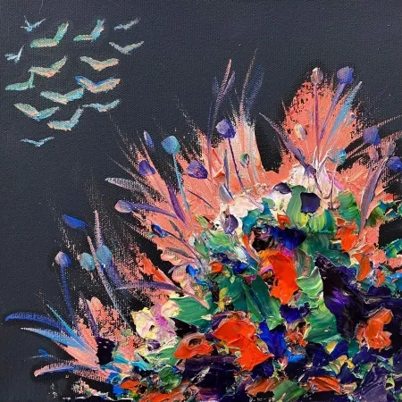 FATMA ÇEVİK tarafından 2025 yılında 25x25 cm ölçülerinde Tuval üzeri yağlı boya tekniği ile yapılmıştır.