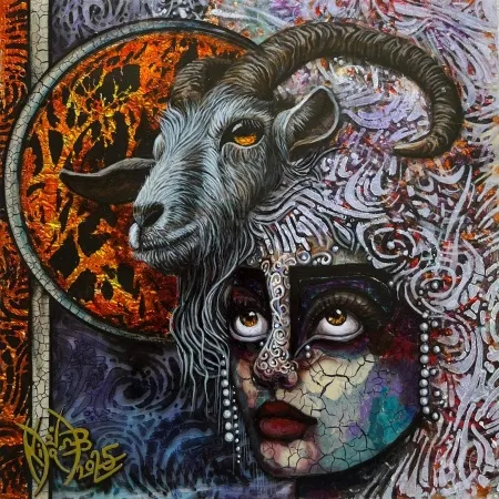 NİLGÜN BAYRAKTAROĞLU tarafından 2025 yılında 25x25 cm ölçülerinde Plerksiglas üzeri karışık teknik tekniği ile yapılmıştır.