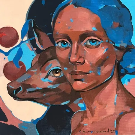 SEMA ÖCAL tarafından 2025 yılında 25x25 cm ölçülerinde Tuval üzeri akrilik boya tekniği ile yapılmıştır.