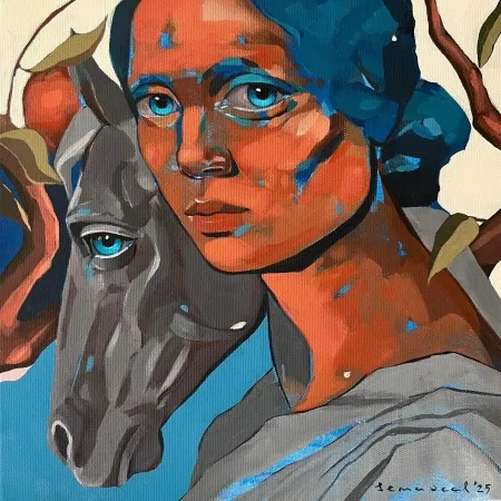 SEMA ÖCAL tarafından 2025 yılında 25x25 cm ölçülerinde Tuval üzeri akrilik boya tekniği ile yapılmıştır.