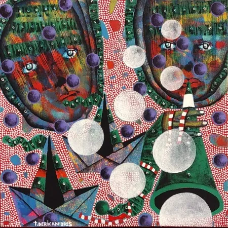 TAMER DERİCAN tarafından 2025 yılında 25x25 cm ölçülerinde Tuval üzeri akrilik boya tekniği ile yapılmıştır.