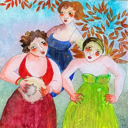 HATİCE ARAS tarafından 2025 yılında 25x25 cm ölçülerinde Saydam yüzey altı boyama tekniği ile yapılmıştır.