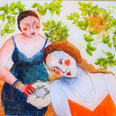 HATİCE ARAS tarafından 2025 yılında 25x25 cm ölçülerinde Saydam yüzey altı boyama tekniği ile yapılmıştır.