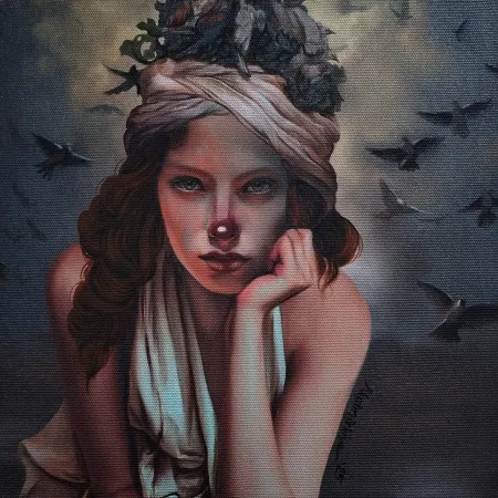 ZEKİYE AKALIN tarafından 2025 yılında 25x25 cm ölçülerinde Tuval üzeri karışık teknik tekniği ile yapılmıştır.