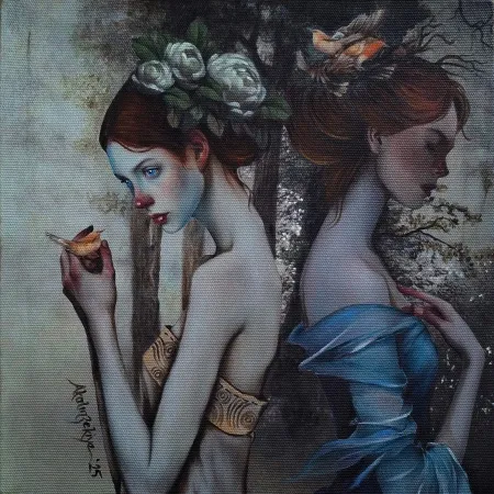 ZEKİYE AKALIN tarafından 2025 yılında 25x25 cm ölçülerinde Tuval üzeri karışık teknik tekniği ile yapılmıştır.