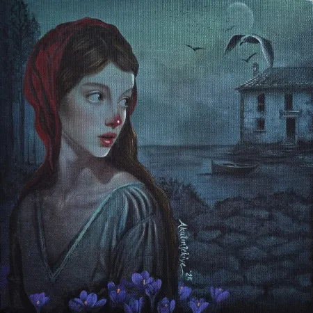 ZEKİYE AKALIN tarafından 2025 yılında 25x25 cm ölçülerinde Tuval üzeri karışık teknik tekniği ile yapılmıştır.