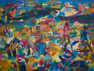 ZELİHA AKÇAOĞLU tarafından 2006 yılında 120x150 cm ölçülerinde Tuval üzeri akrilik boya tekniği ile yapılmıştır.