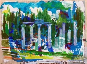 ZELİHA AKÇAOĞLU tarafından 2011 yılında 27x39 cm ölçülerinde Kağıt üzeri akrilik boya tekniği ile yapılmıştır.